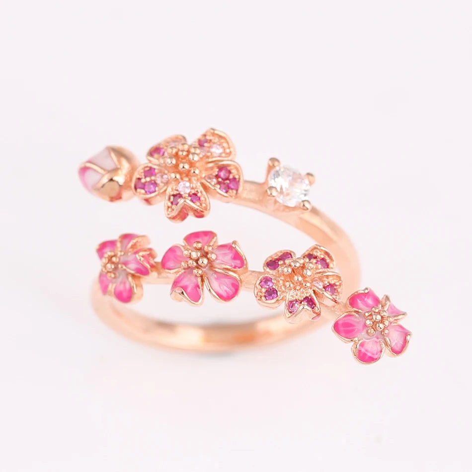 Rose Enamel Blossom Ring