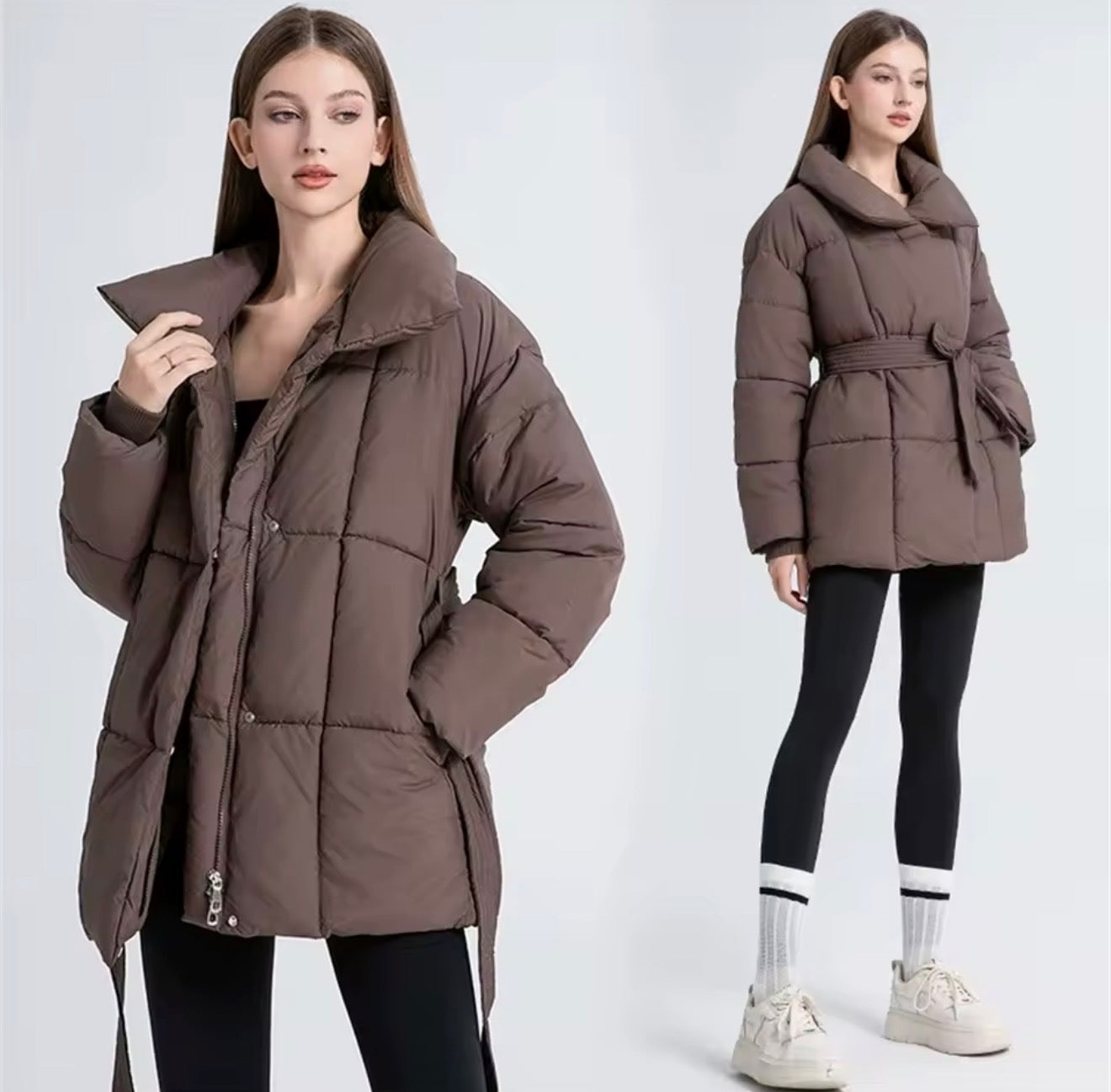 Belted Winter Puffer Jacket