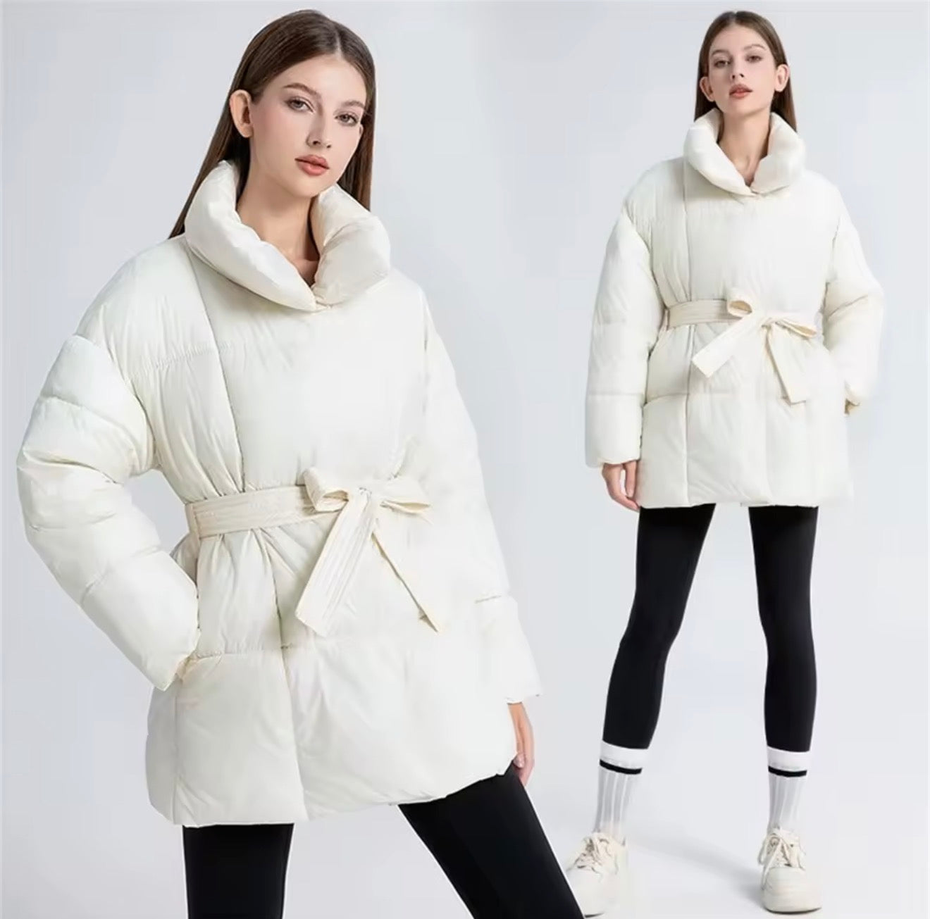 Belted Winter Puffer Jacket
