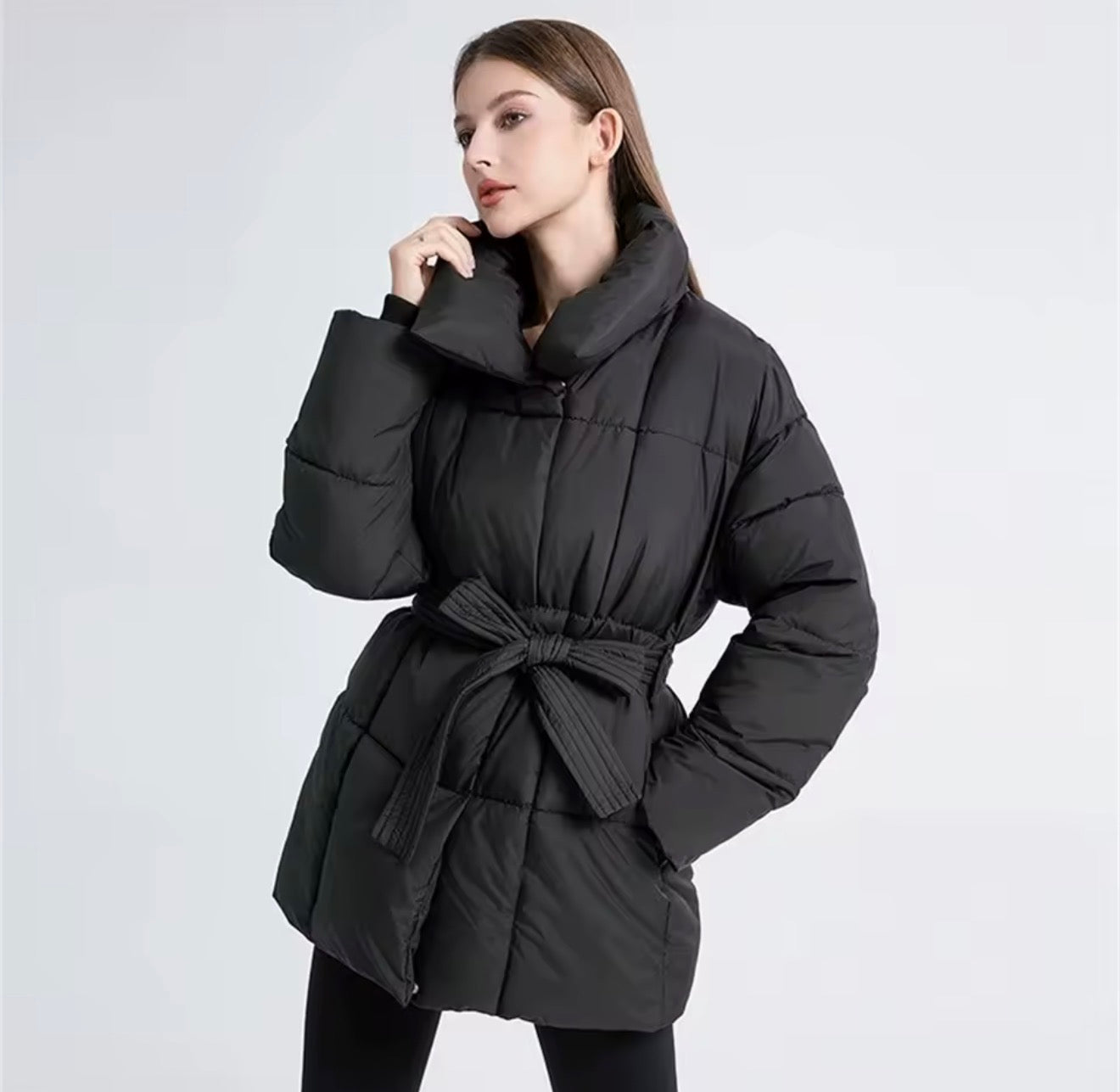 Belted Winter Puffer Jacket