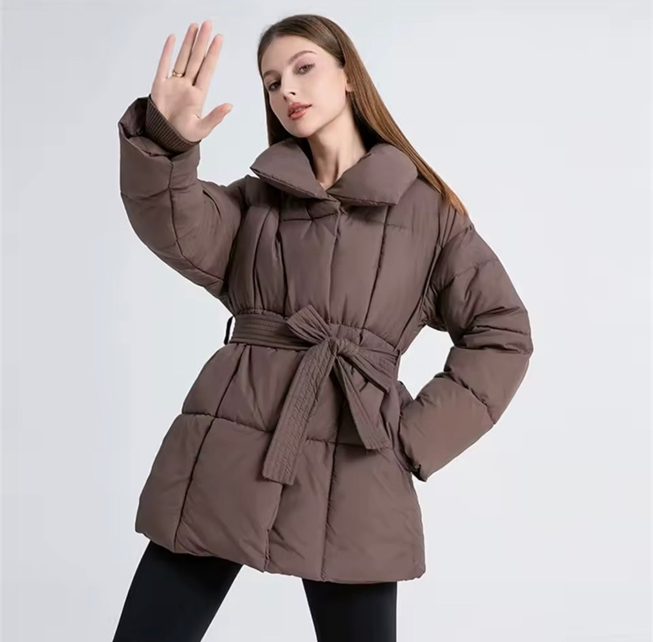 Belted Winter Puffer Jacket