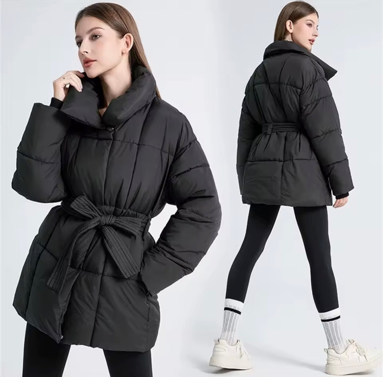 Belted Winter Puffer Jacket