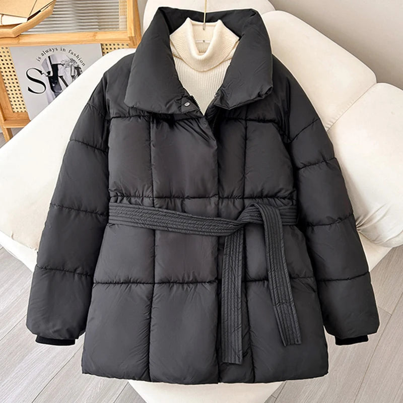 Belted Winter Puffer Jacket