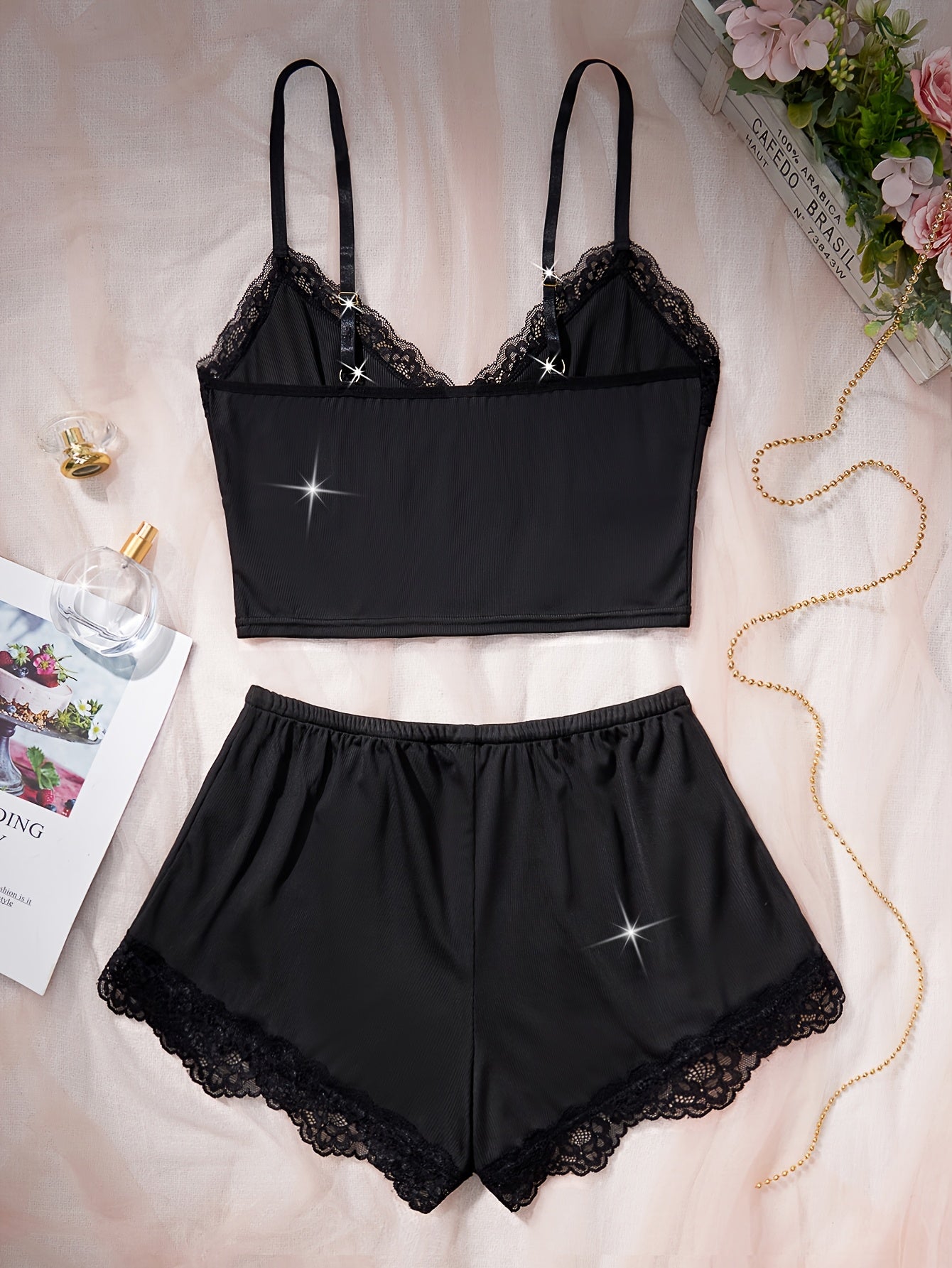 Vicki Lace Trim Pajama Set