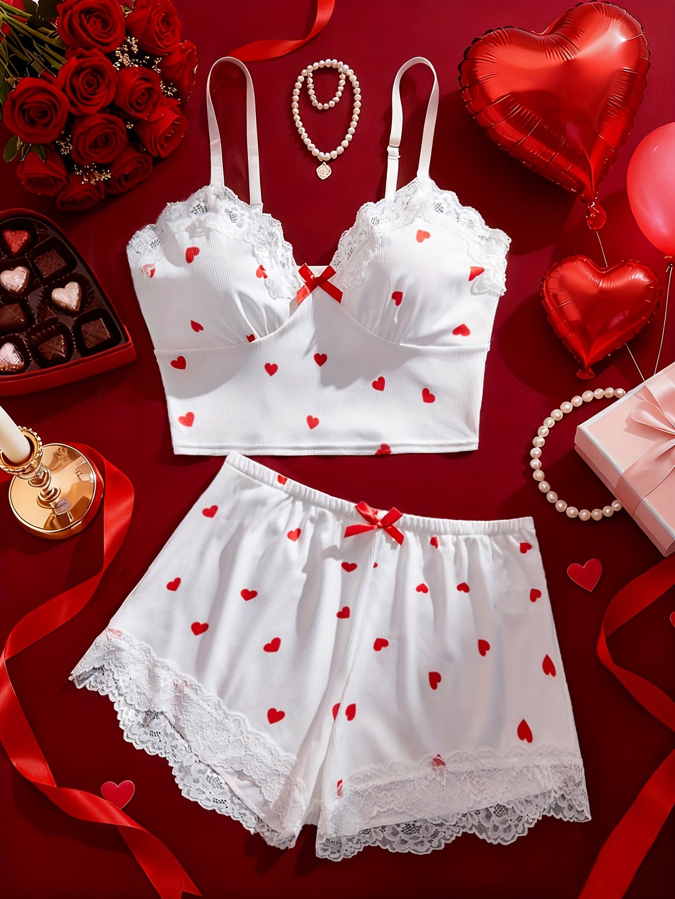 Vicki Lace Trim Pajama Set