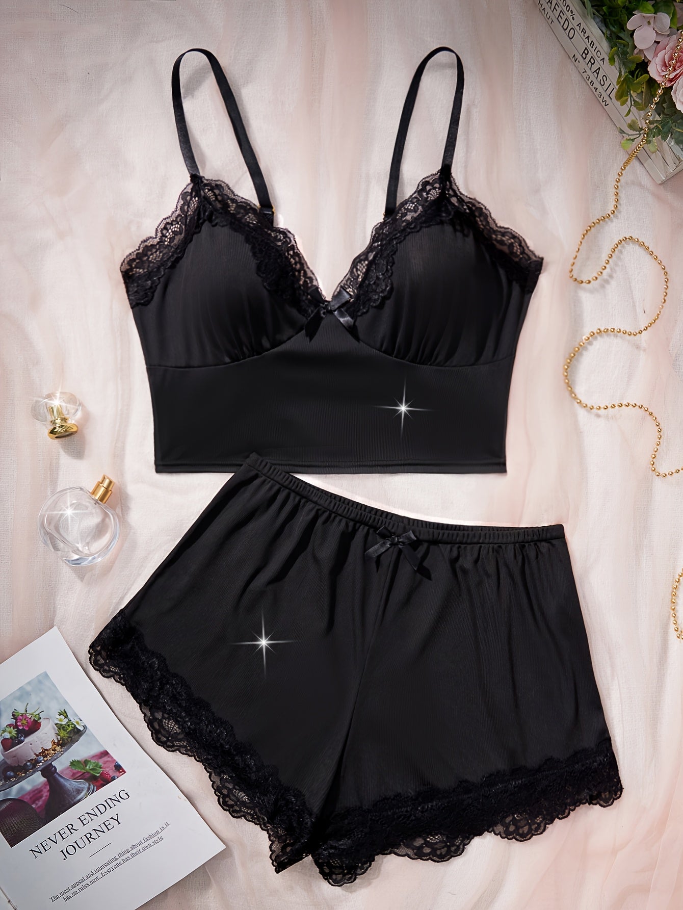 Vicki Lace Trim Pajama Set