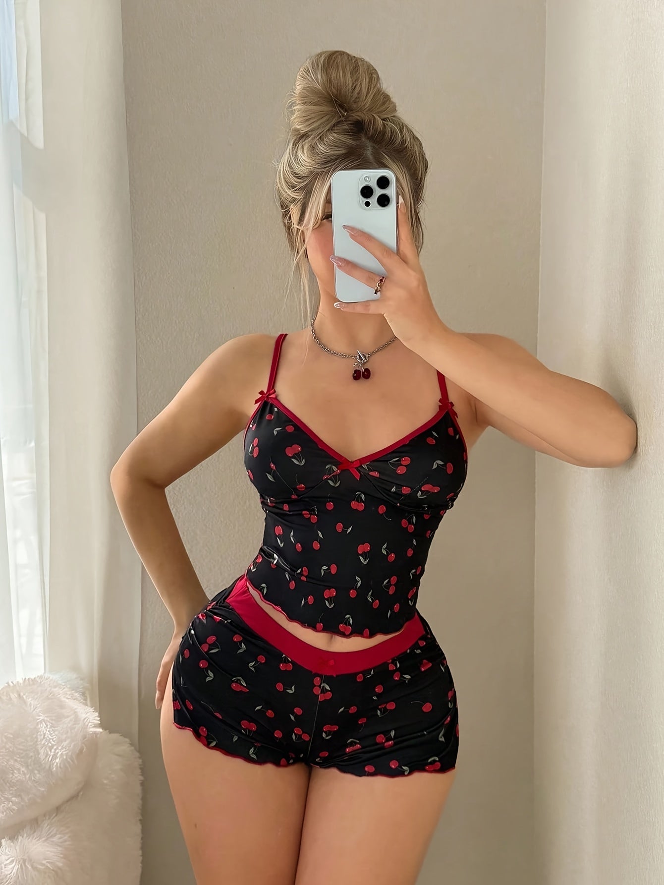 Cherry V-Neck Lounge Set