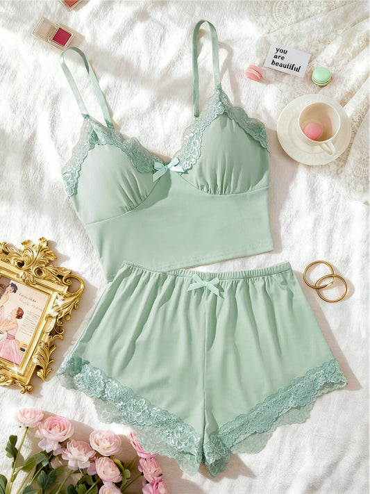 Vicki Lace Trim Pajama Set