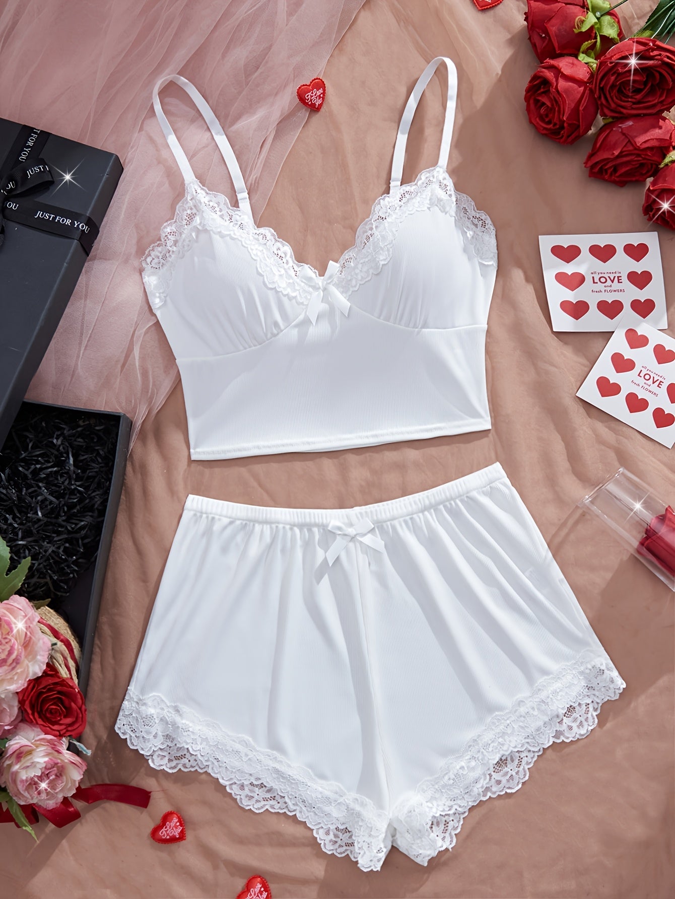 Vicki Lace Trim Pajama Set