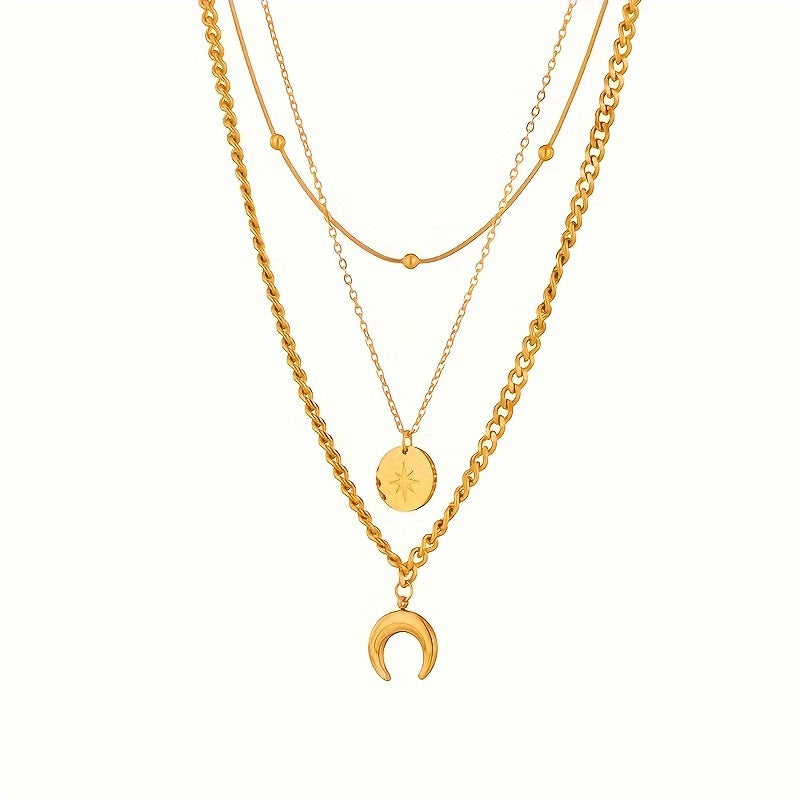 Luna Triple-Layer Crescent Necklace