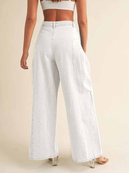 Elora Pleated Wide-Leg Jeans