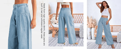 Elora Pleated Wide-Leg Jeans