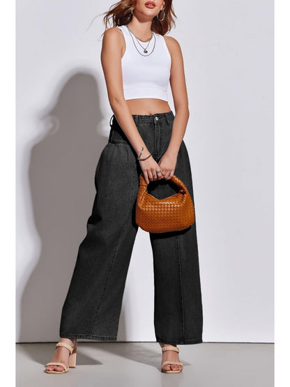 Elora Pleated Wide-Leg Jeans