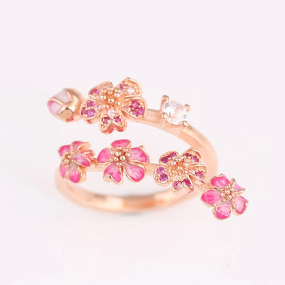 Rose Enamel Blossom Ring