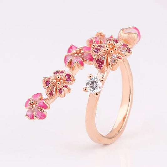 Rose Enamel Blossom Ring