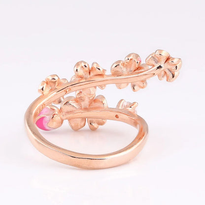 Rose Enamel Blossom Ring