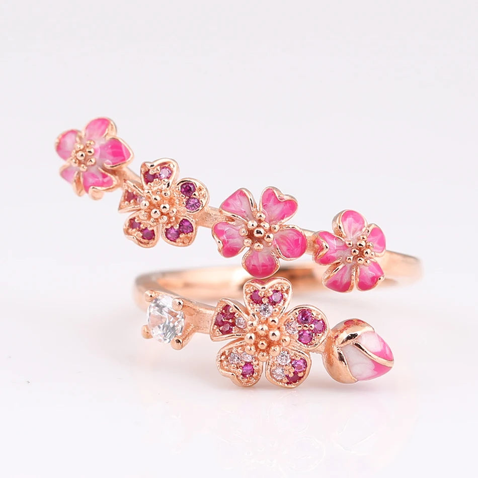 Rose Enamel Blossom Ring