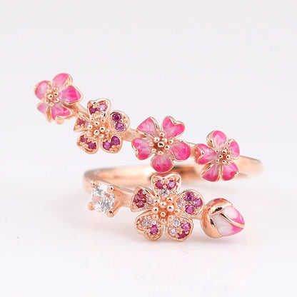 Rose Enamel Blossom Ring