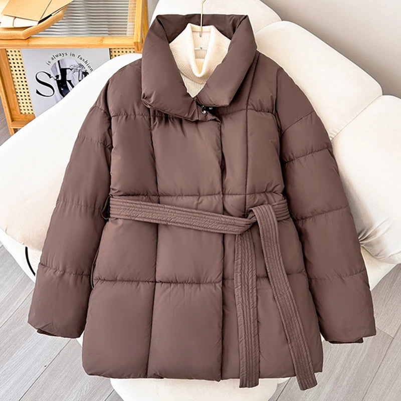 Belted Winter Puffer Jacket