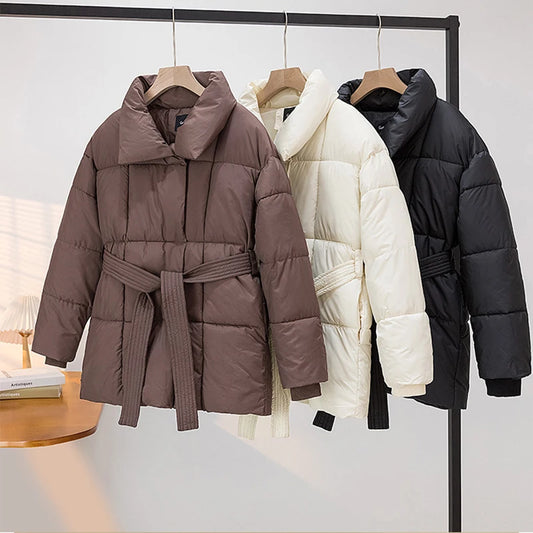 Belted Winter Puffer Jacket