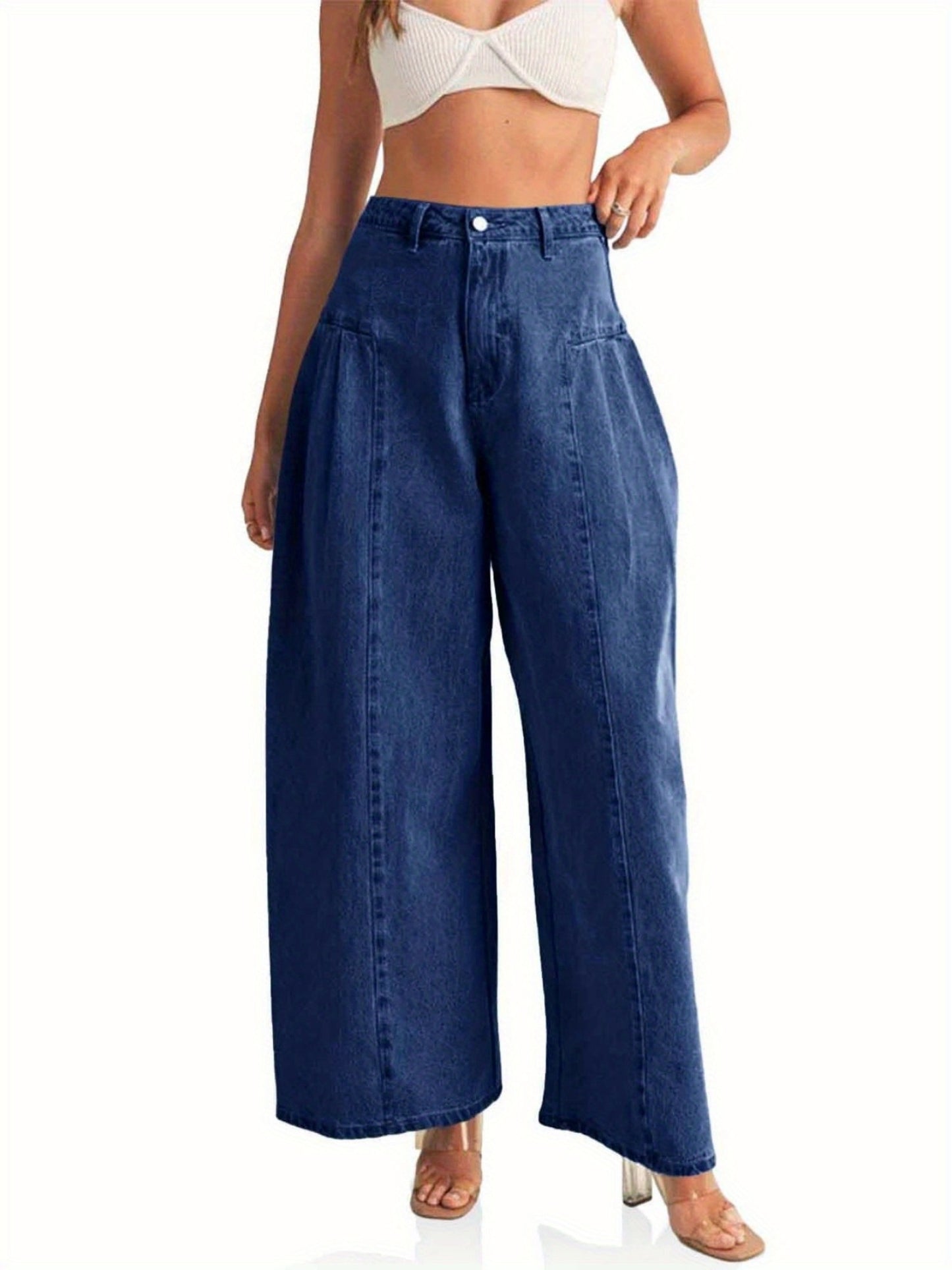 Elora Pleated Wide-Leg Jeans