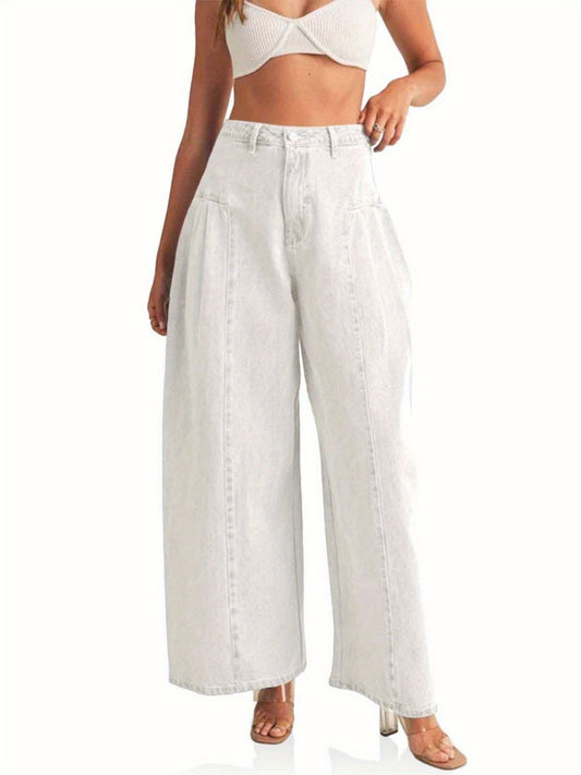 Elora Pleated Wide-Leg Jeans