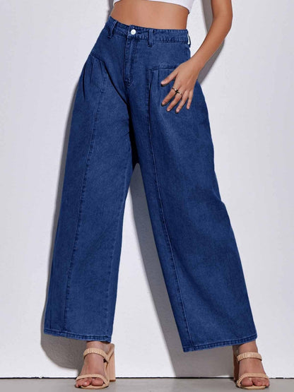 Elora Pleated Wide-Leg Jeans