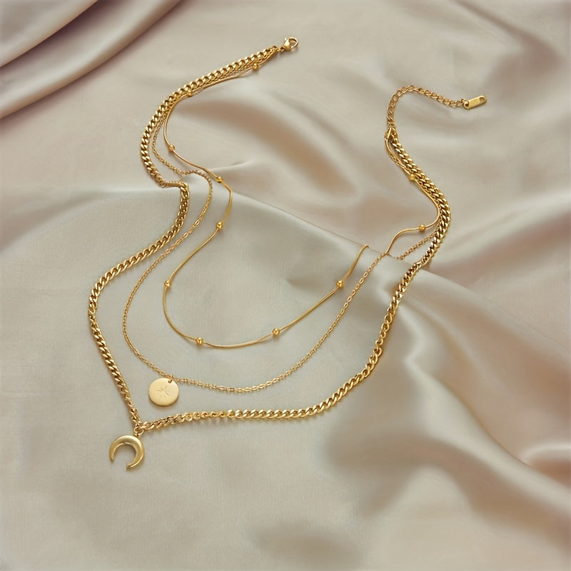 Luna Triple-Layer Crescent Necklace