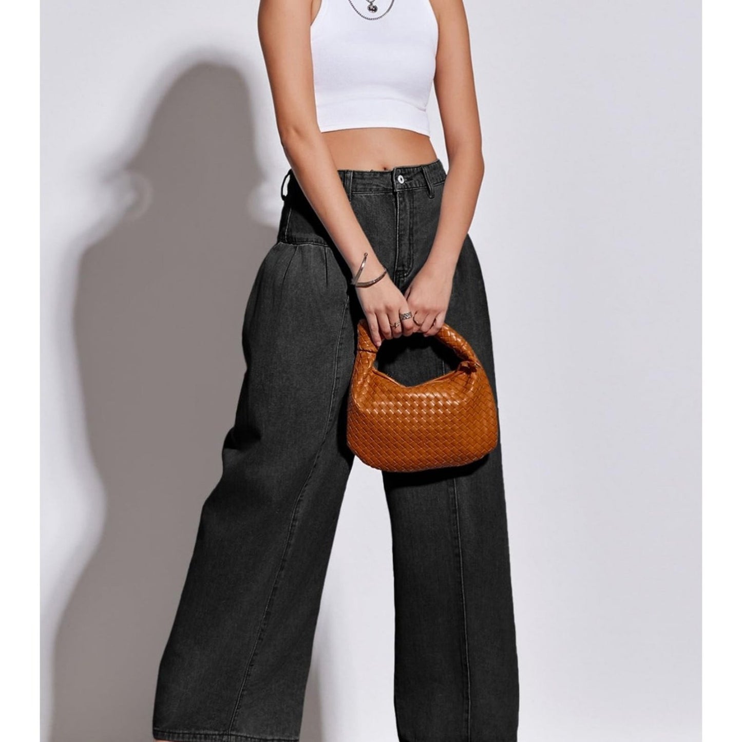 Elora Pleated Wide-Leg Jeans
